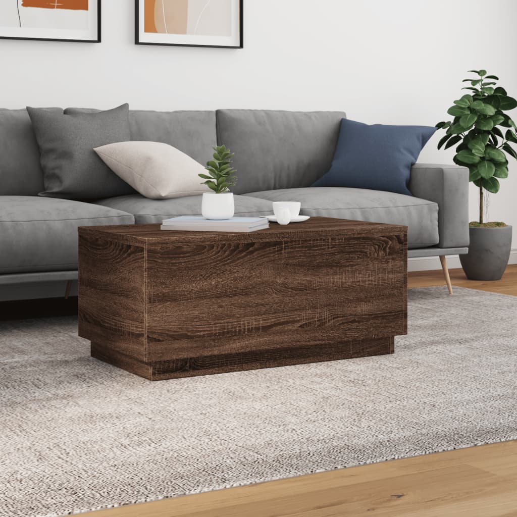 Coffee Table With Led Lights 90X50X40 Cm