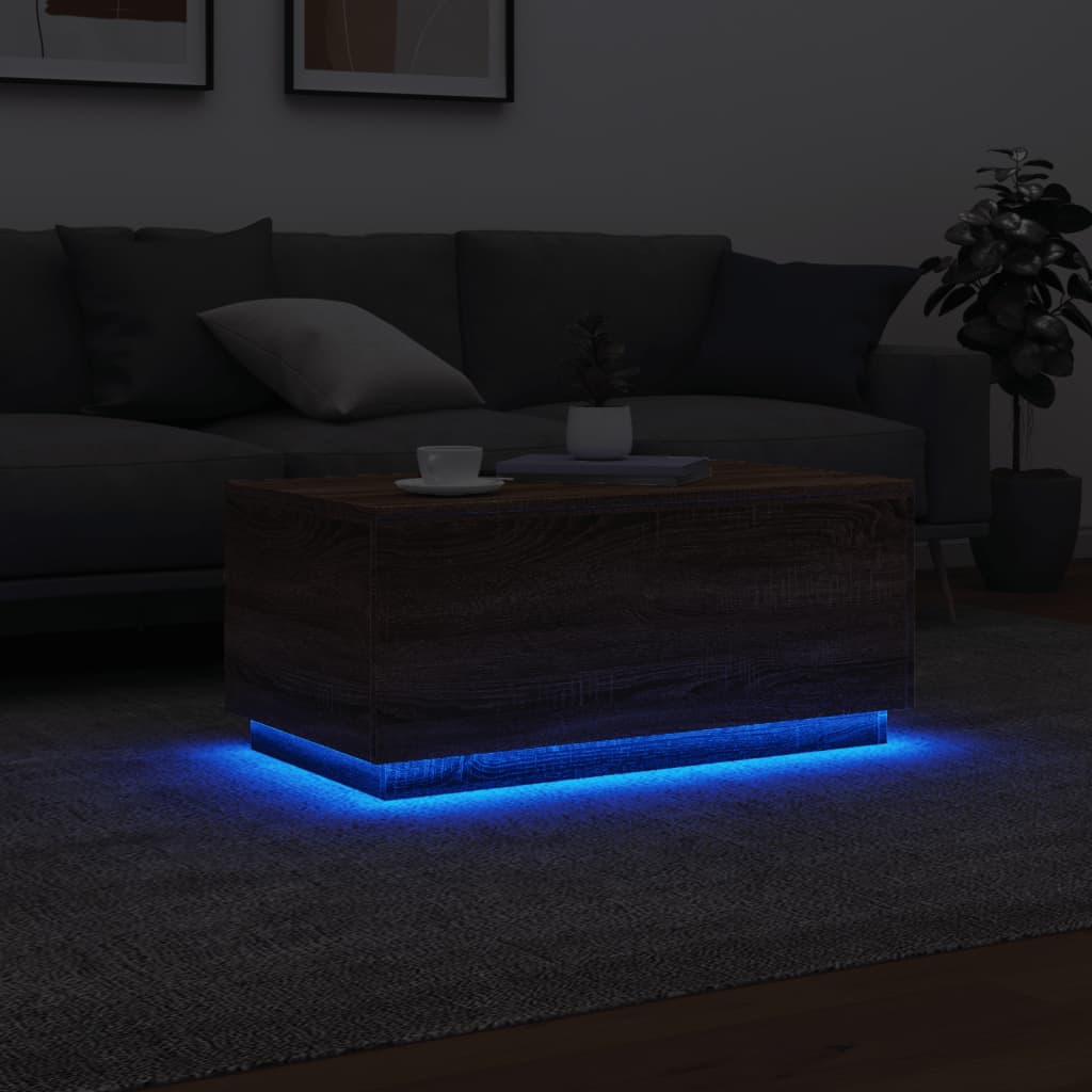 Coffee Table With Led Lights 90X50X40 Cm