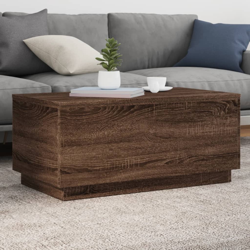 Coffee Table With Led Lights 90X50X40 Cm