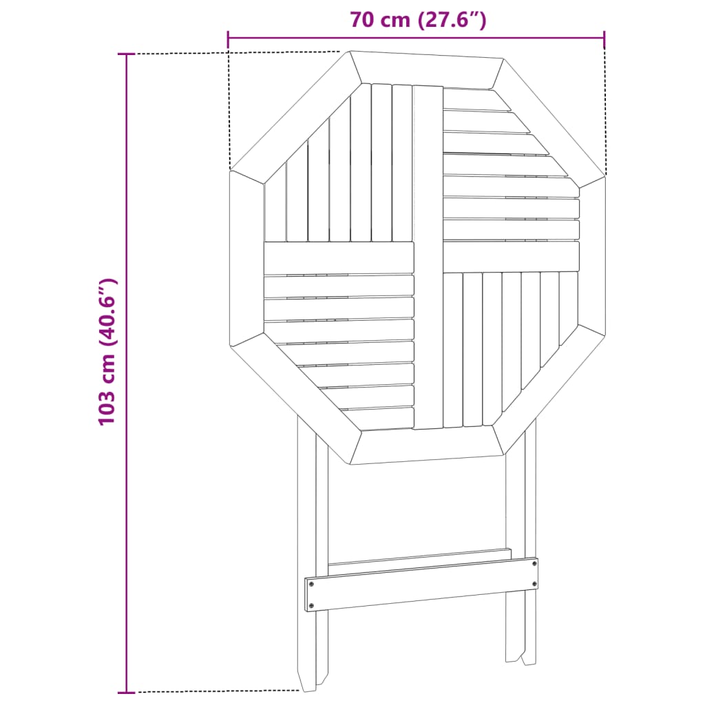 Folding Garden Table Ø Solid Wood Acacia
