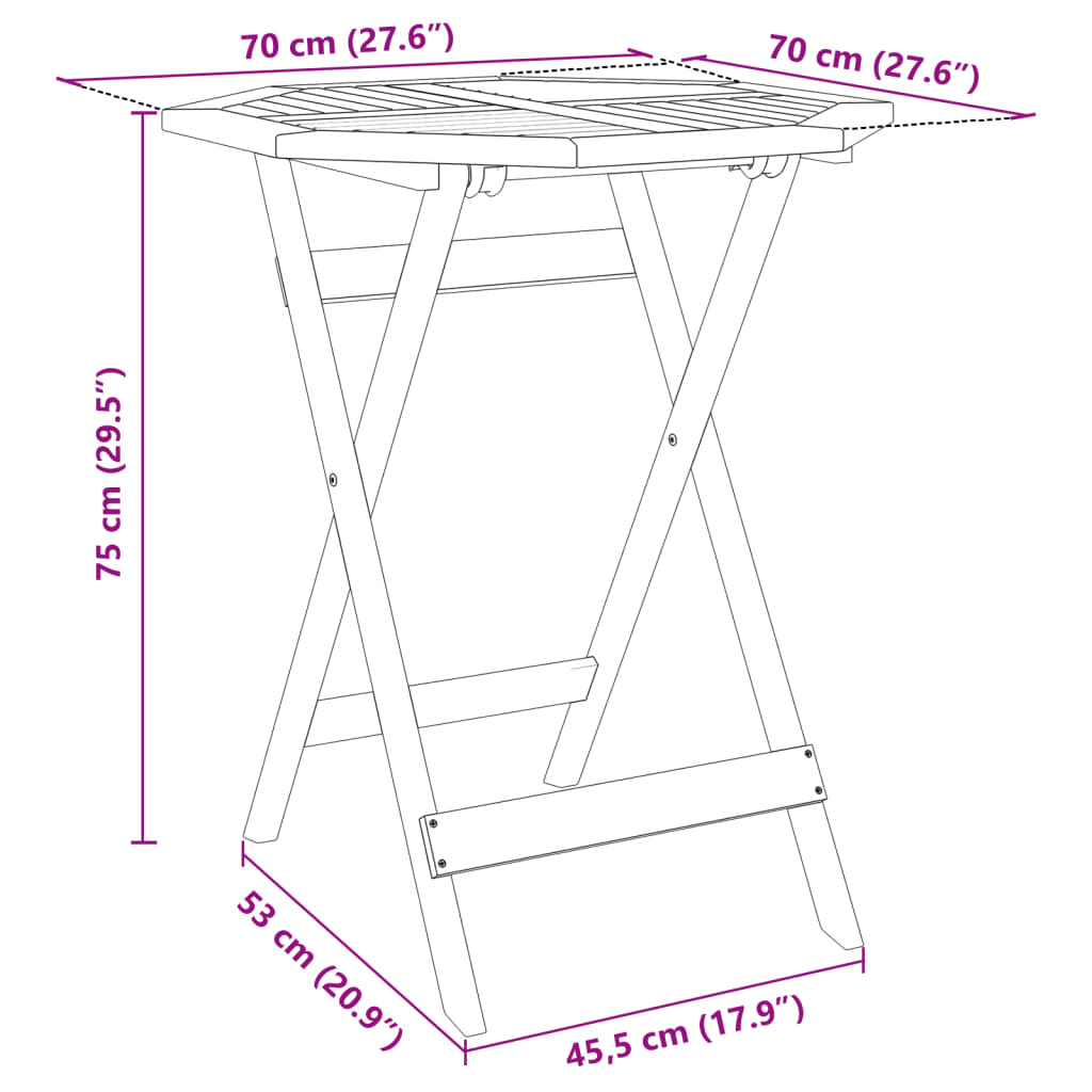 Folding Garden Table Ø Solid Wood Acacia