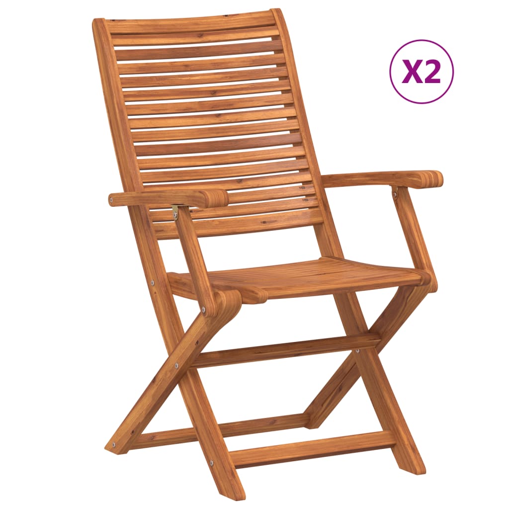 Folding Garden Chairs 2 Pcs Solid Wood Acacia