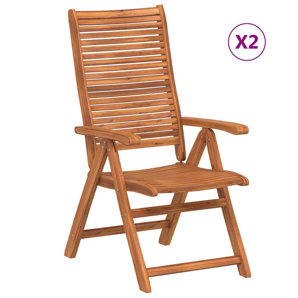 Reclining Folding Garden Chairs 2 Pcs Solid Wood Acacia