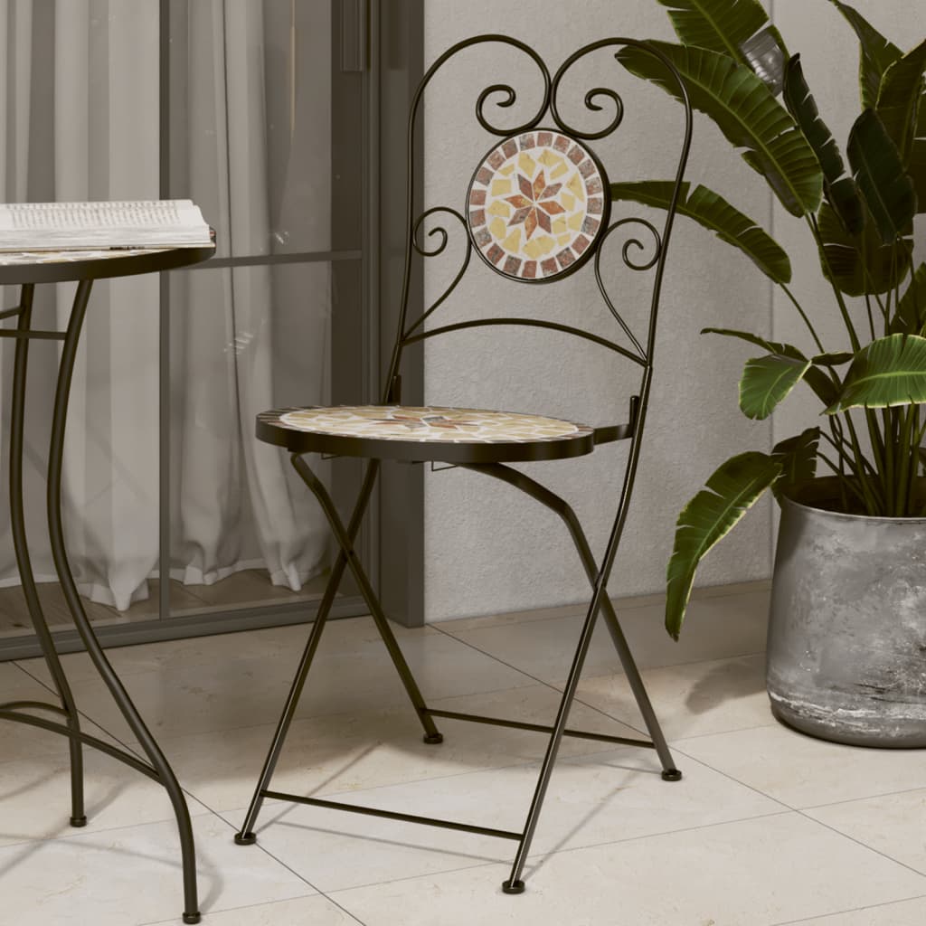 Bistro Chairs Foldable 2 Pcs Ceramic