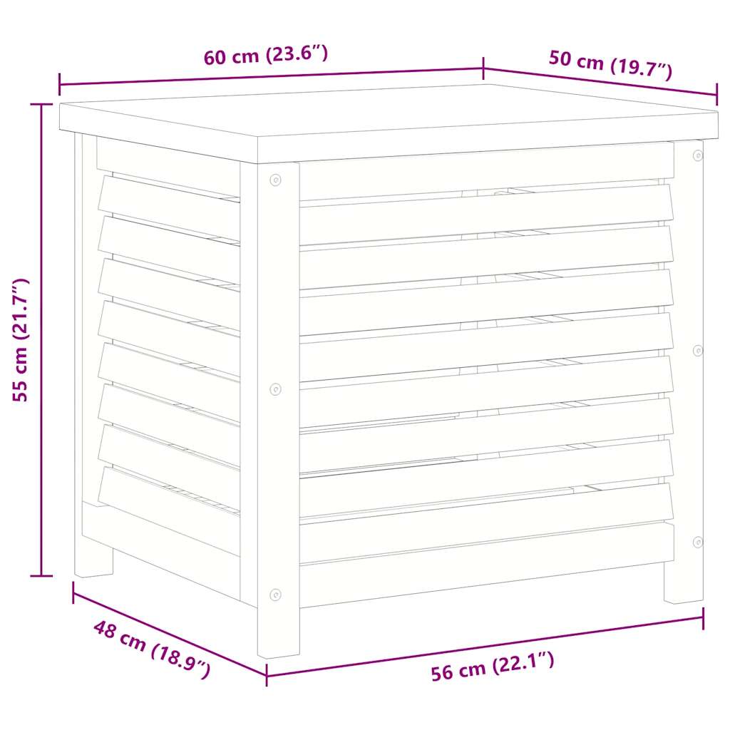 Outdoor Storage Boxes Garden Box Solid Wood Eucalyptus metal 60 x 50 x 55 cm 60