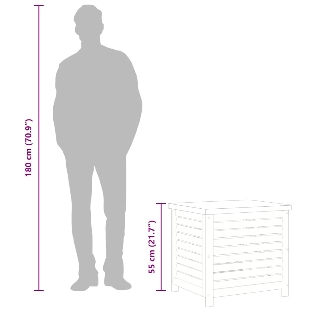 Outdoor Storage Boxes Garden Box Solid Wood Eucalyptus metal 60 x 50 x 55 cm 60