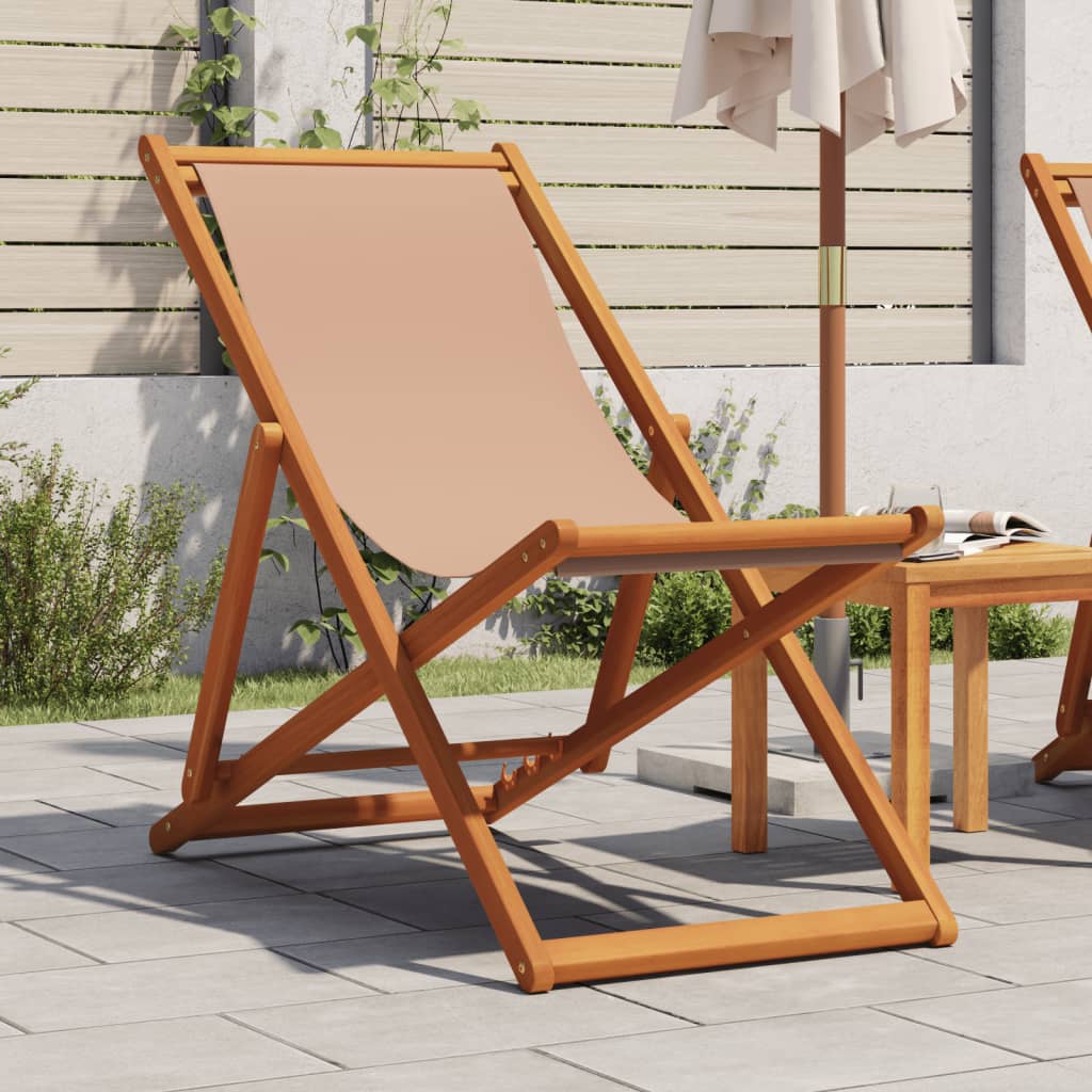 Folding Beach Chairs 2 Pcs Fabric And Solid Wood