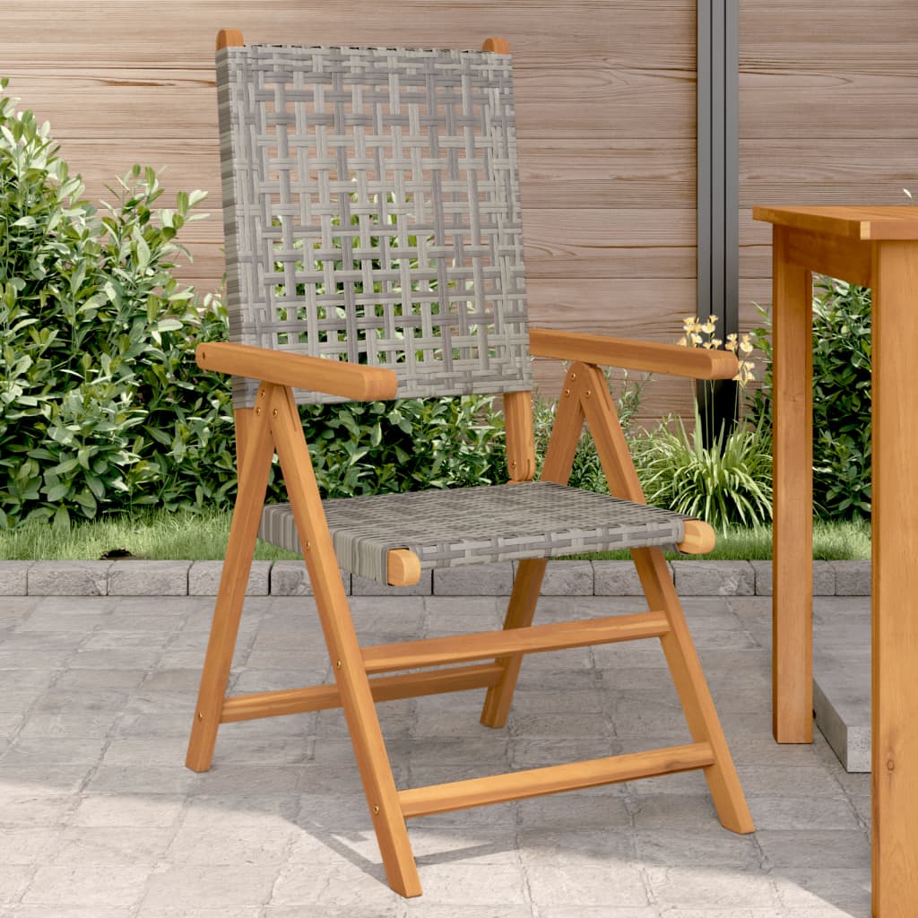 Garden Chairs 2 Pcs Solid Wood Acacia And Poly Rattan
