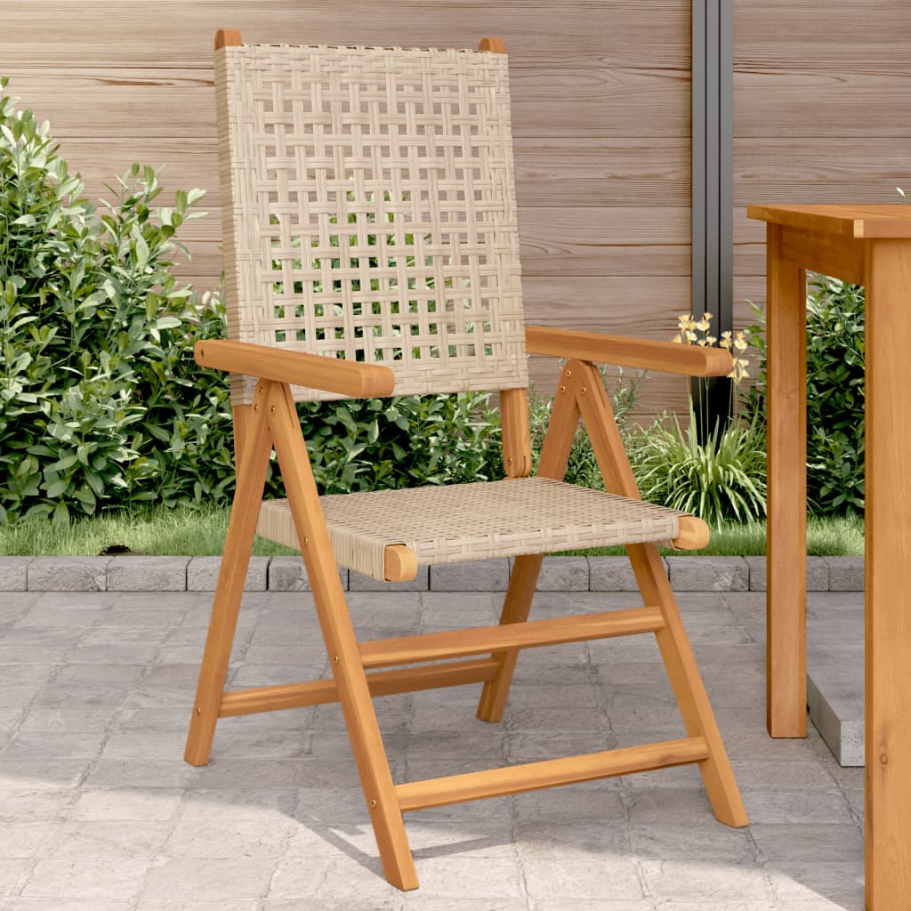 Garden Chairs 2 Pcs Solid Wood Acacia And Poly Rattan