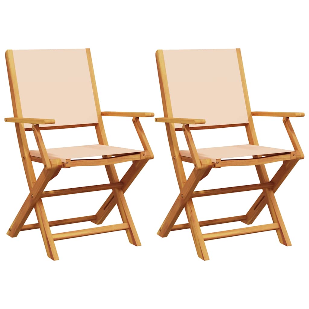 Garden Chairs 2 Pcs Solid Wood Acacia And Fabric