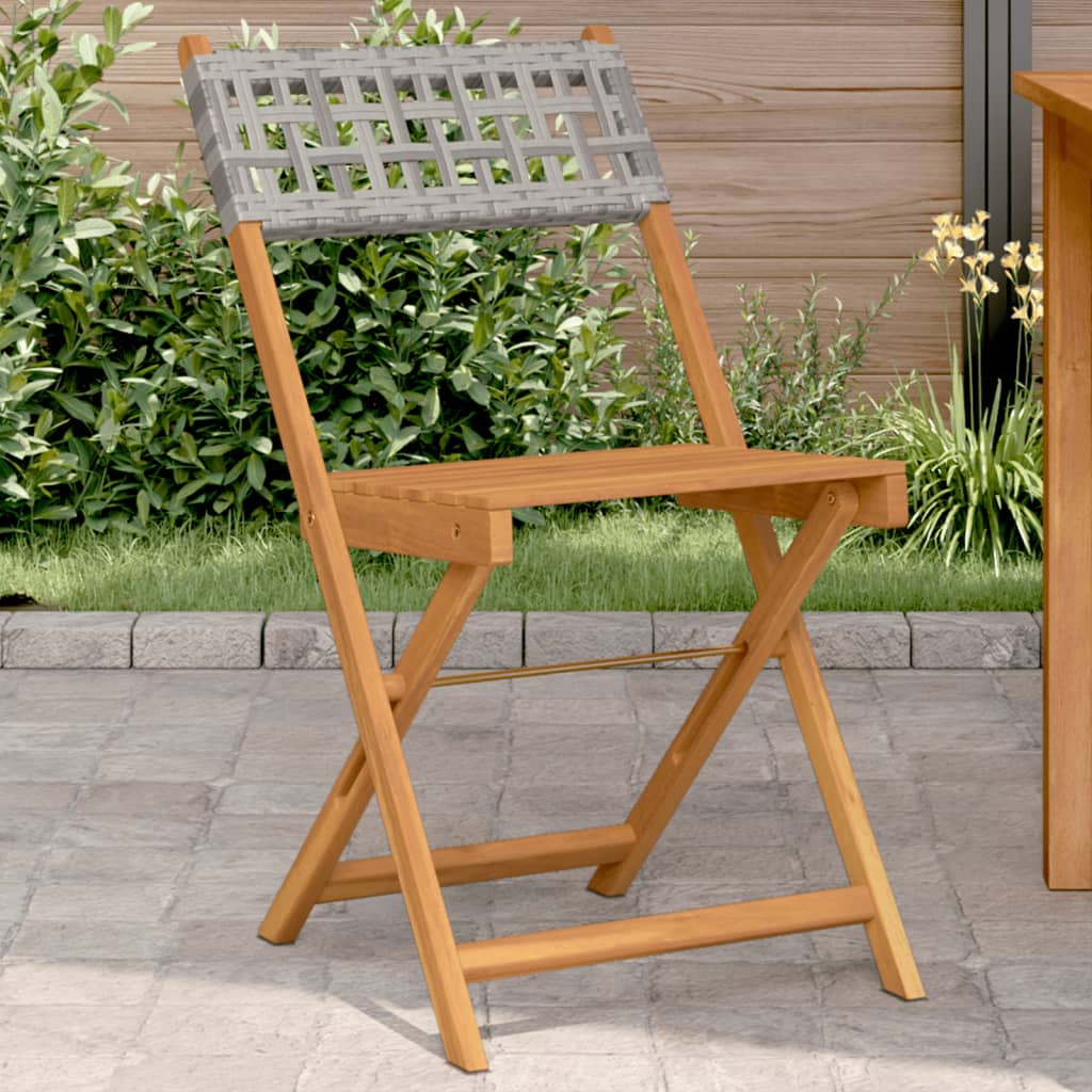Bistro Chairs 2 Pcs Solid Wood Acacia And Poly Rattan
