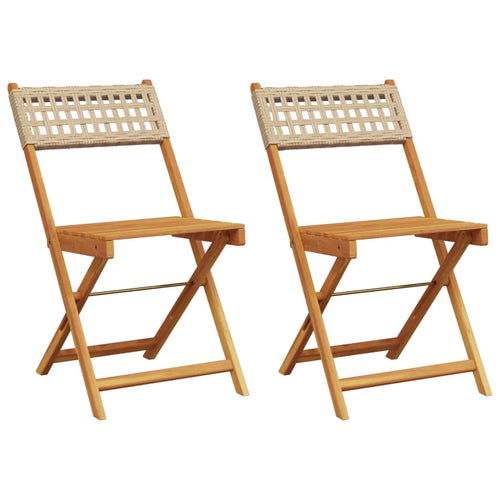Bistro Chairs 2 Pcs Solid Wood Acacia And Poly Rattan