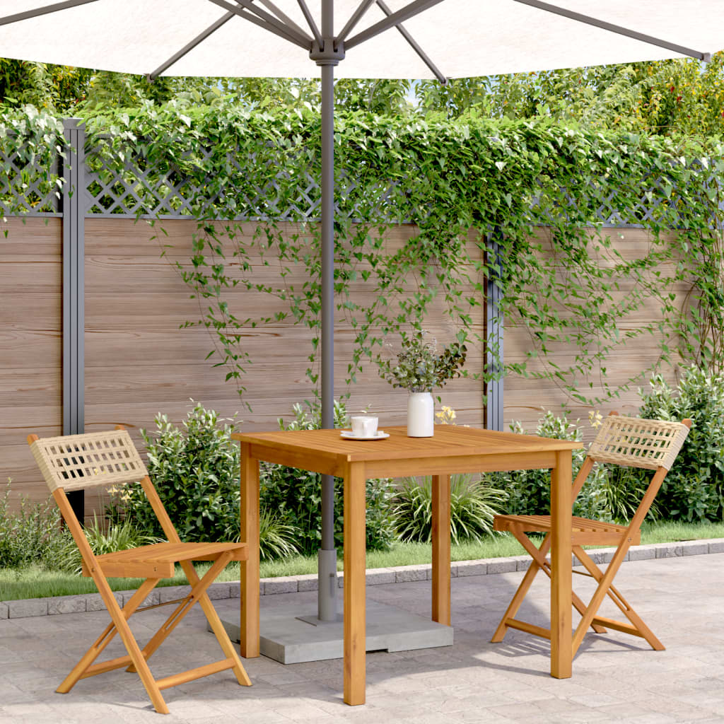 Bistro Chairs 2 Pcs Solid Wood Acacia And Poly Rattan
