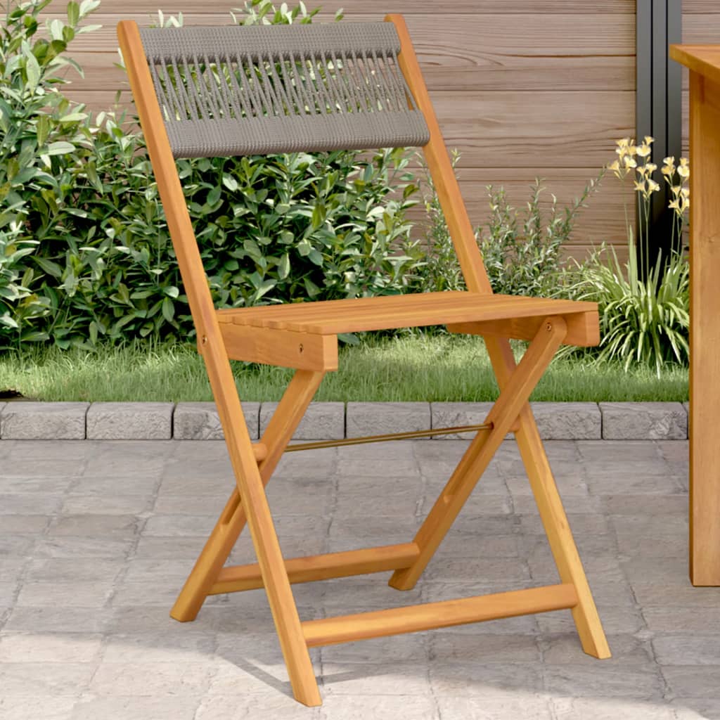 Bistro Chairs 2 Pcs Solid Wood Acacia And Rope