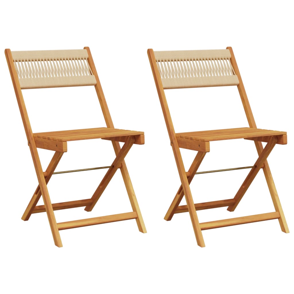 Bistro Chairs 2 Pcs Solid Wood Acacia And Rope