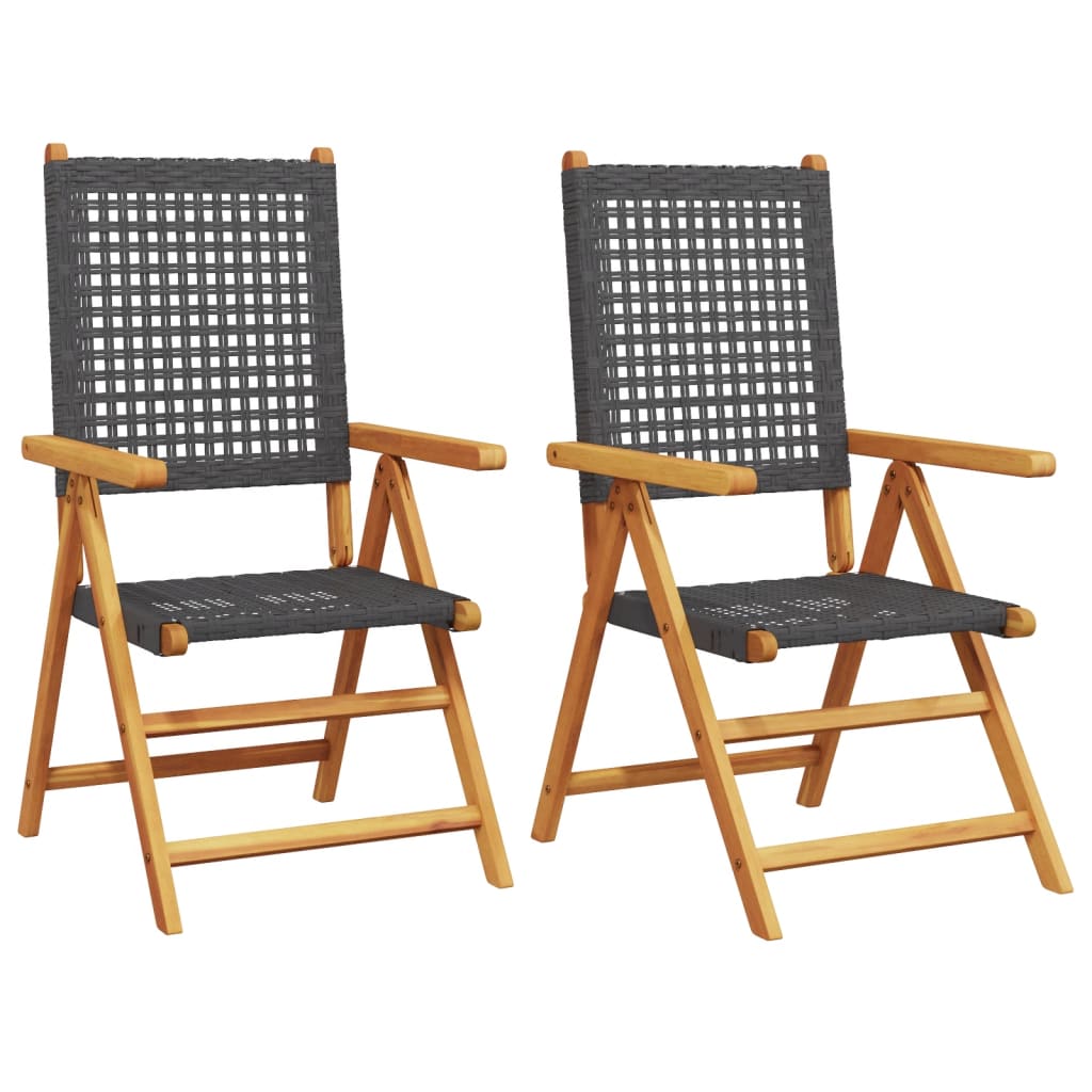 Garden Chairs 2 Pcs Solid Wood Acacia And Poly Rattan