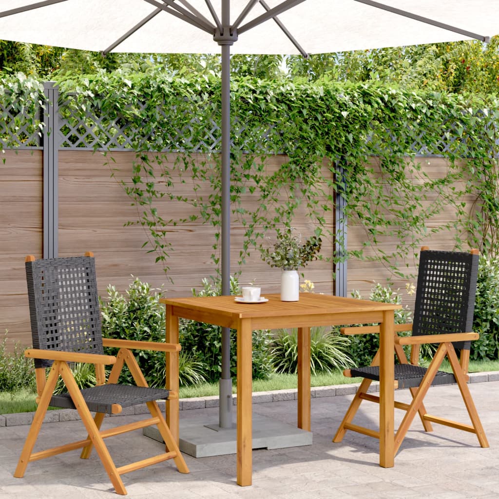 Garden Chairs 2 Pcs Solid Wood Acacia And Poly Rattan