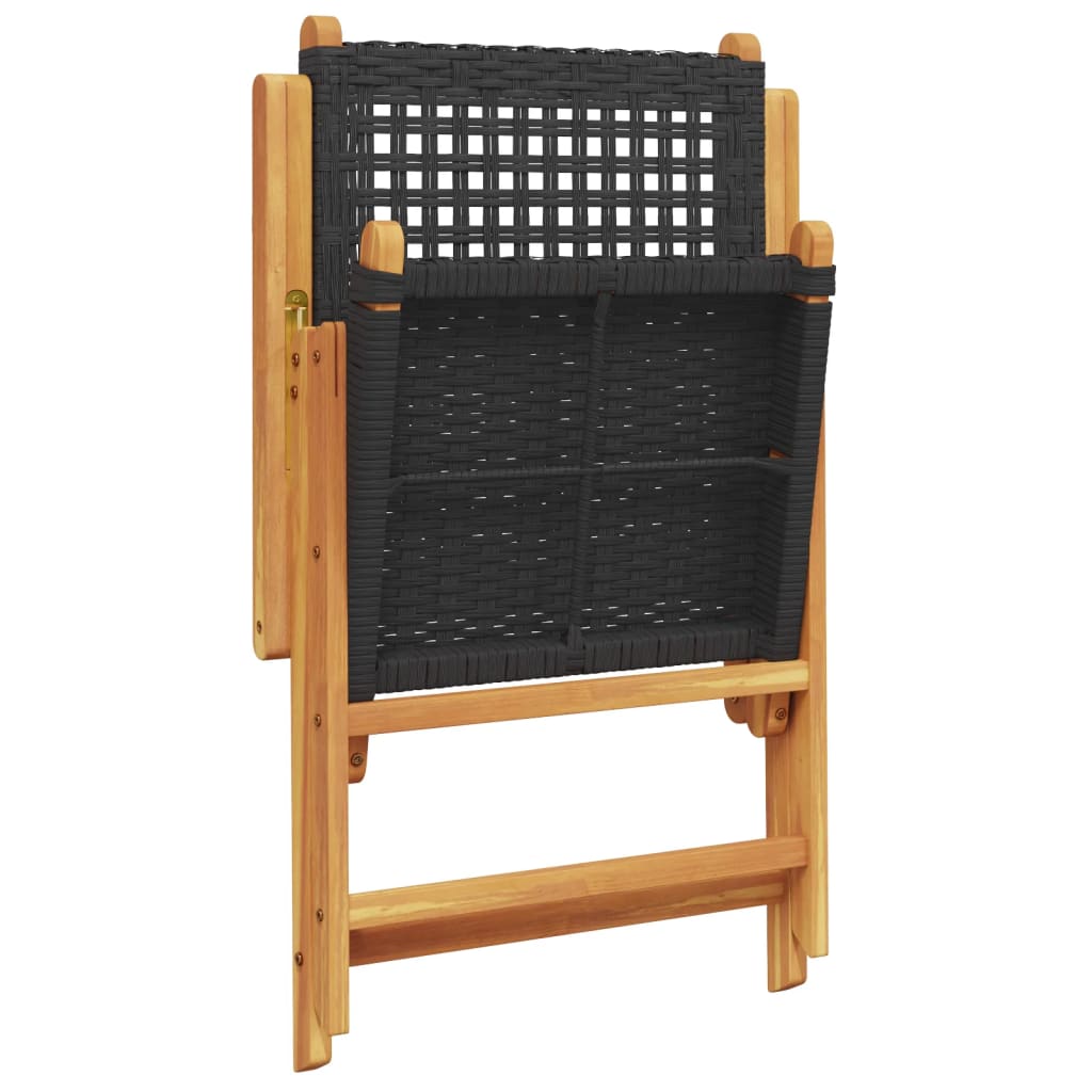 Garden Chairs 2 Pcs Solid Wood Acacia And Poly Rattan