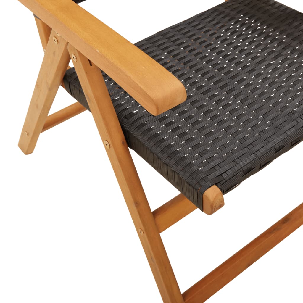 Garden Chairs 2 Pcs Solid Wood Acacia And Poly Rattan