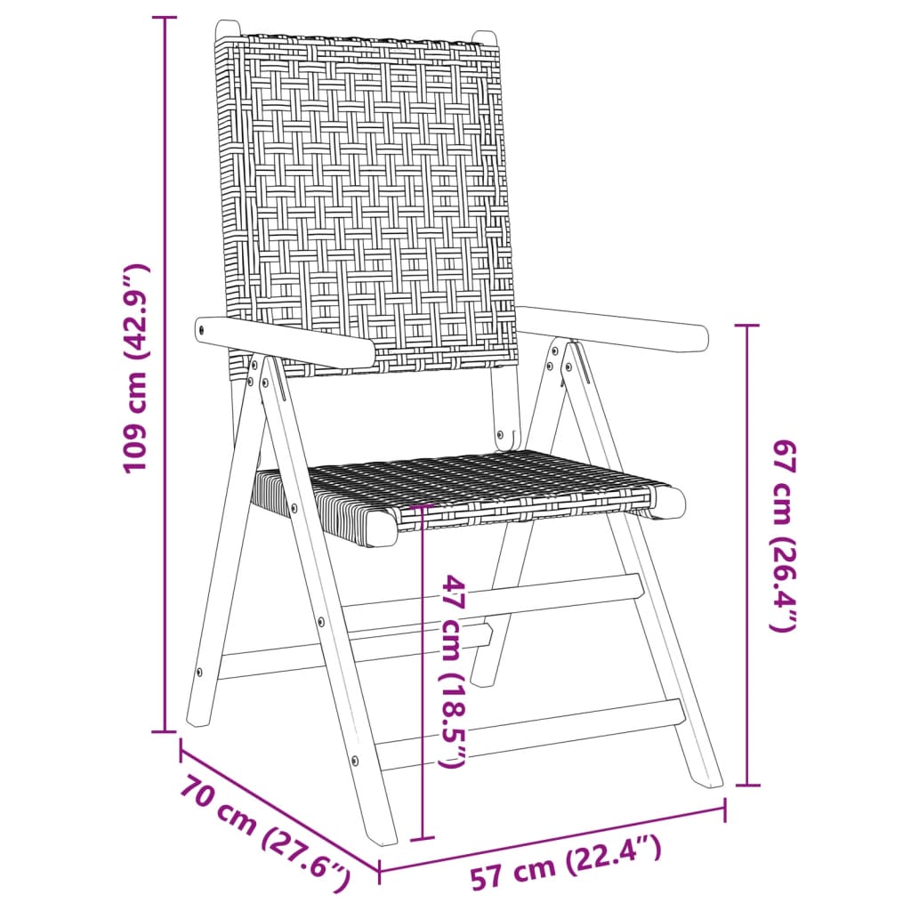 Garden Chairs 2 Pcs Solid Wood Acacia And Poly Rattan
