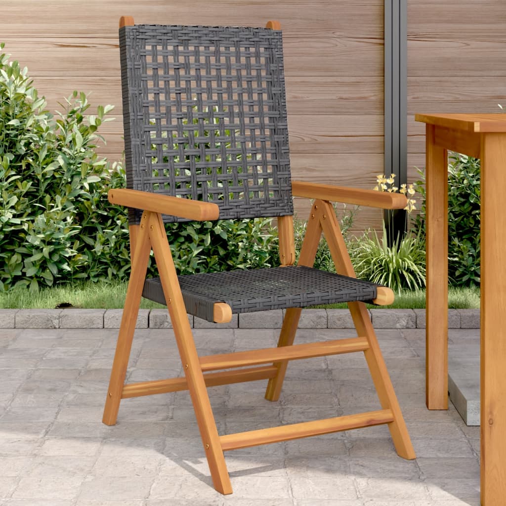Garden Chairs 2 Pcs Solid Wood Acacia And Poly Rattan