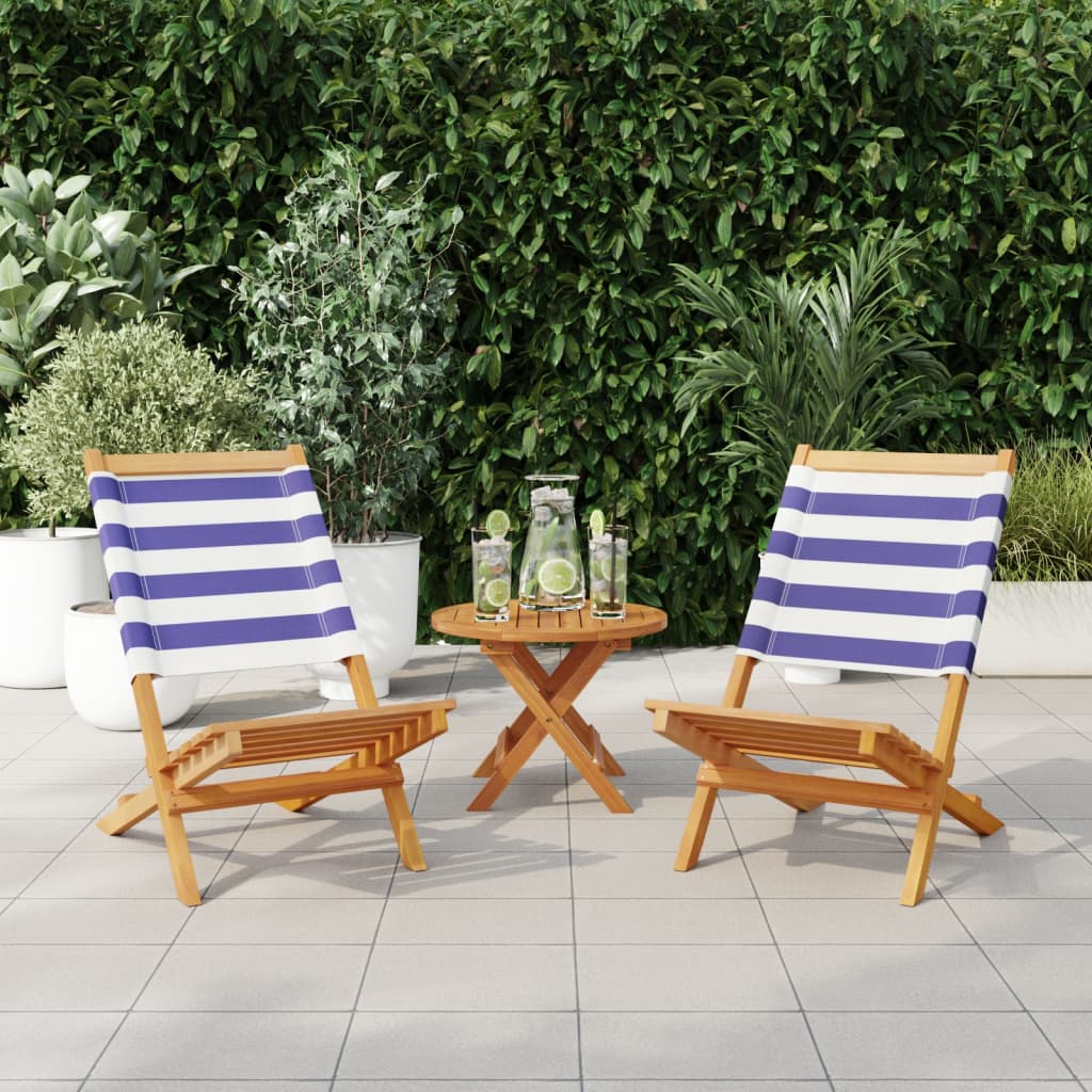 Garden Chairs 2 Pcs Solid Wood Acacia And Fabric