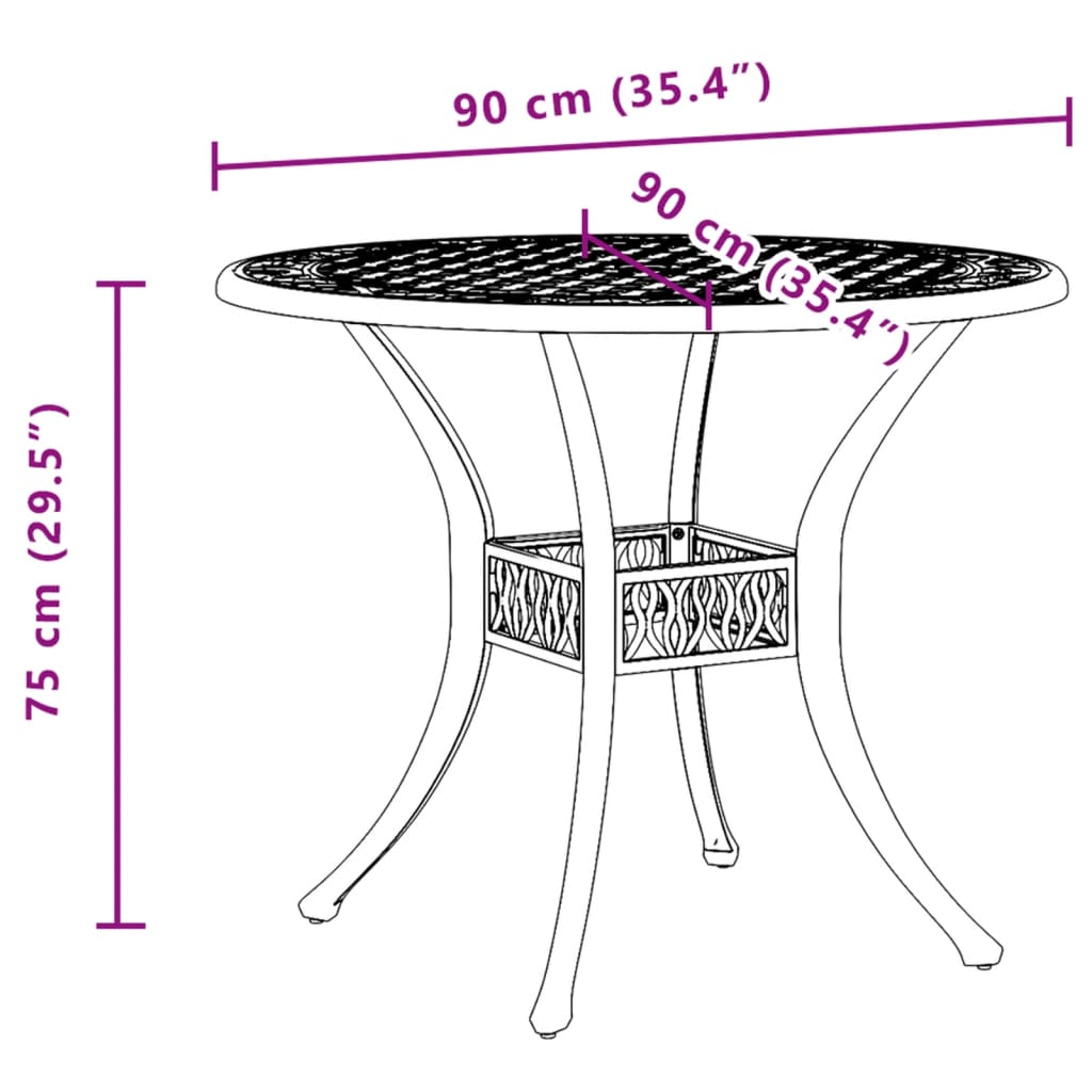 Garden Table Ø90X75 Cm Cast Aluminium