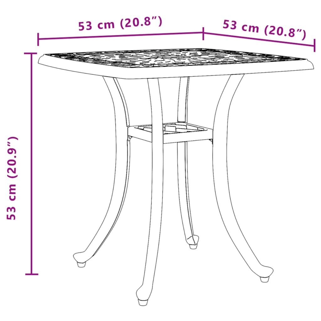 Garden Table 53X53X53 Cm Cast Aluminium
