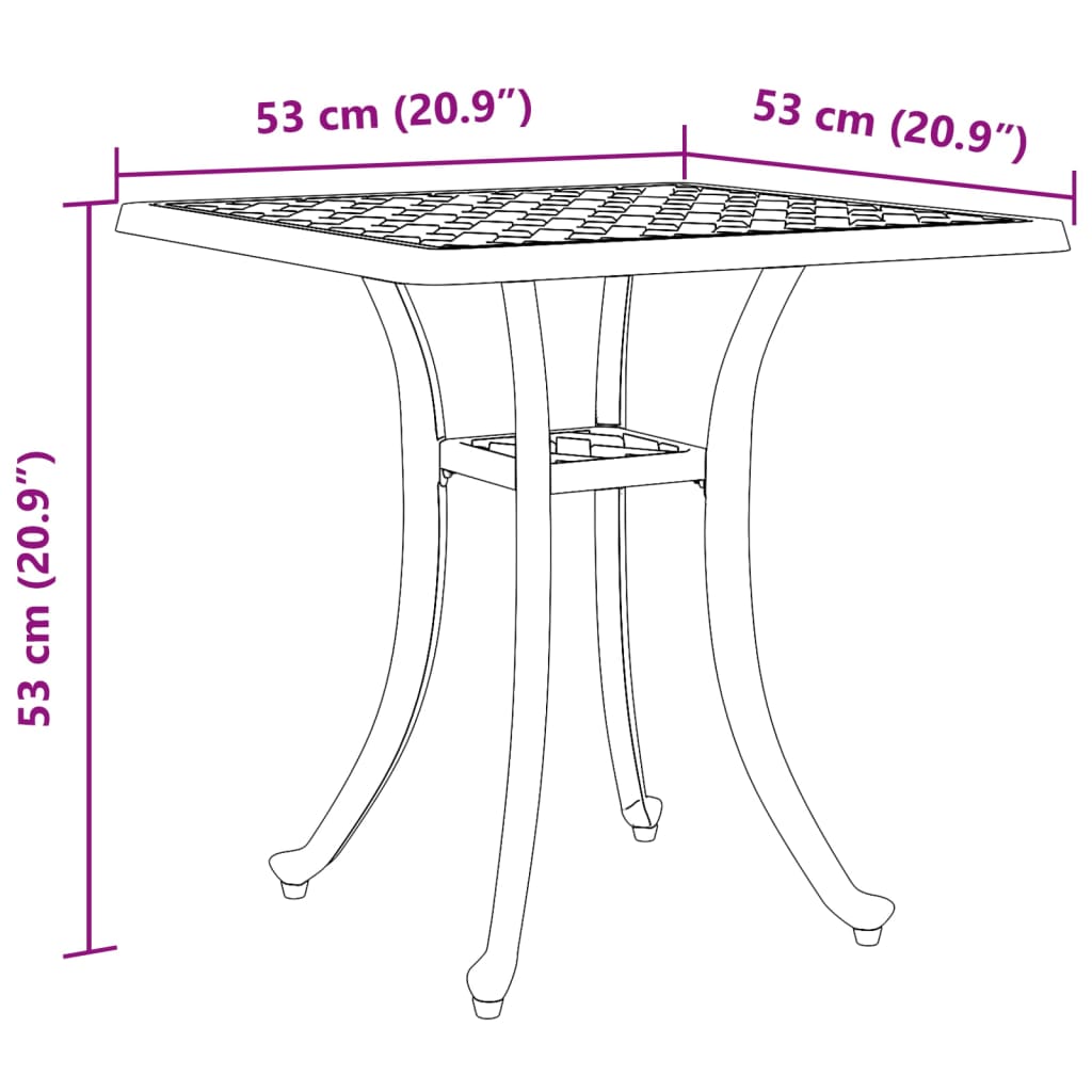 Garden Table 53X53X53 Cm Cast Aluminium