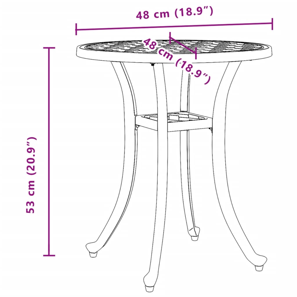 Garden Table Ø48X53 Cm Cast Aluminium