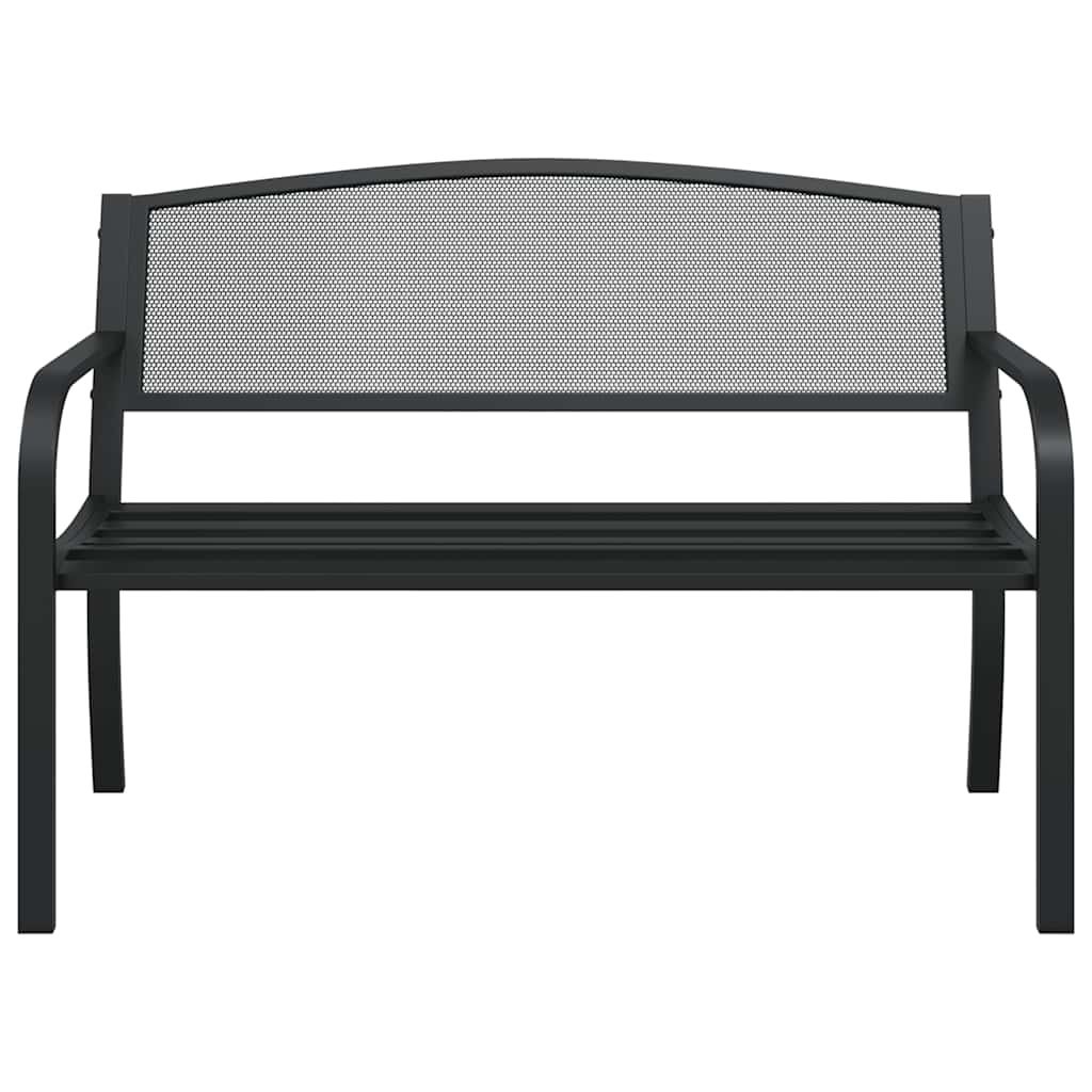 Outdoor Bench Garden 119cm Black Steel Patio Park Seat Heavy Duty 119 cm