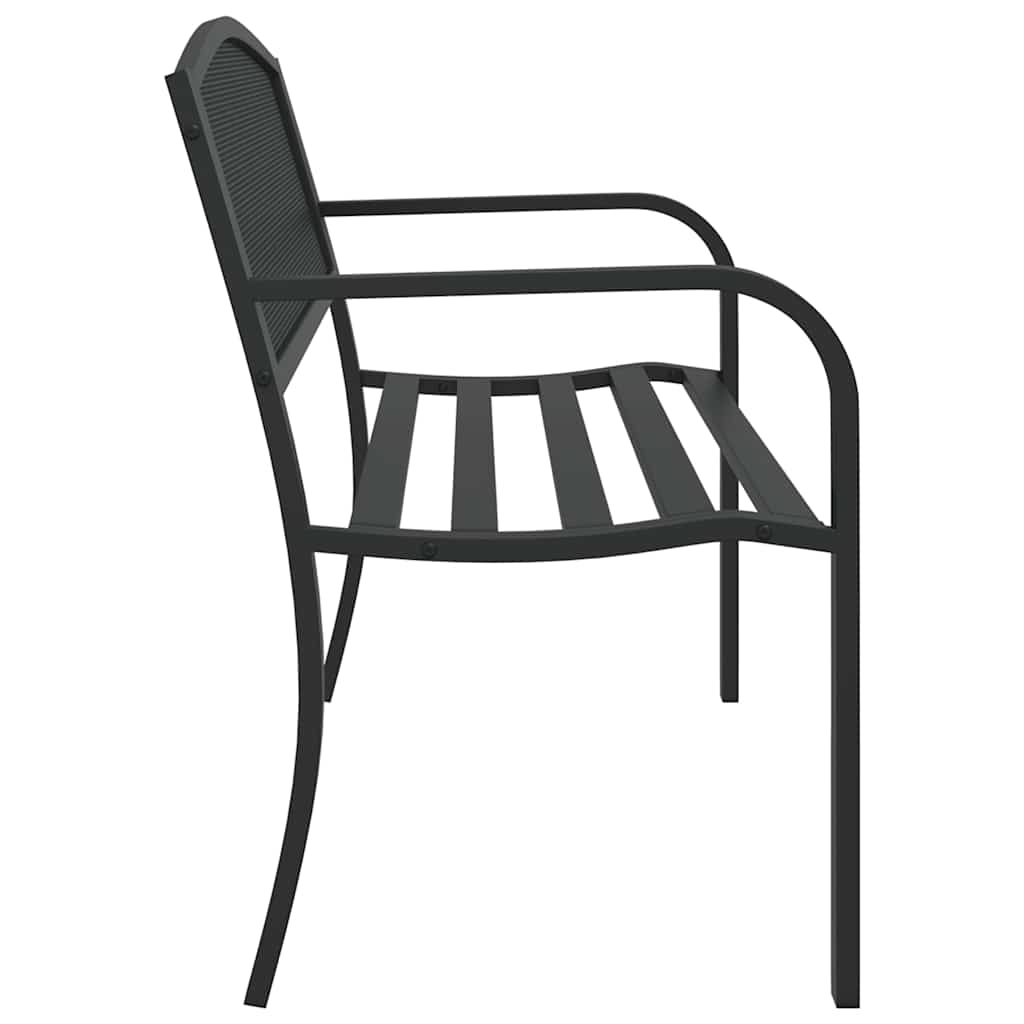 Outdoor Bench Garden 119cm Black Steel Patio Park Seat Heavy Duty 119 cm