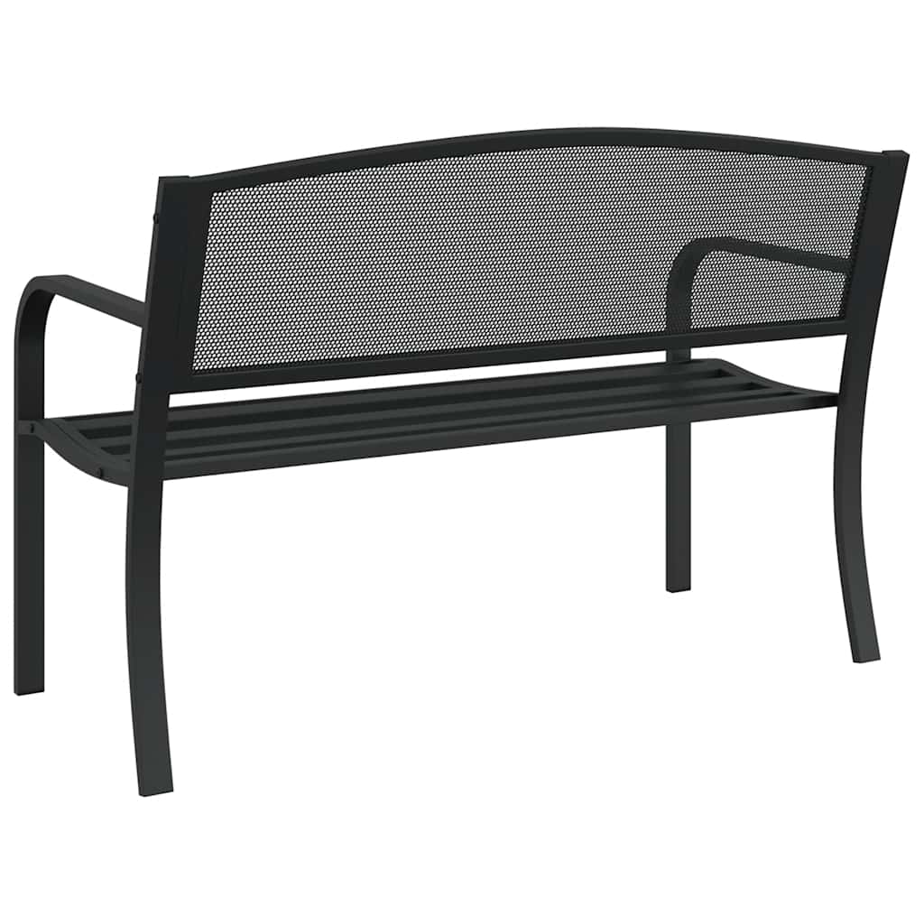 Outdoor Bench Garden 119cm Black Steel Patio Park Seat Heavy Duty 119 cm