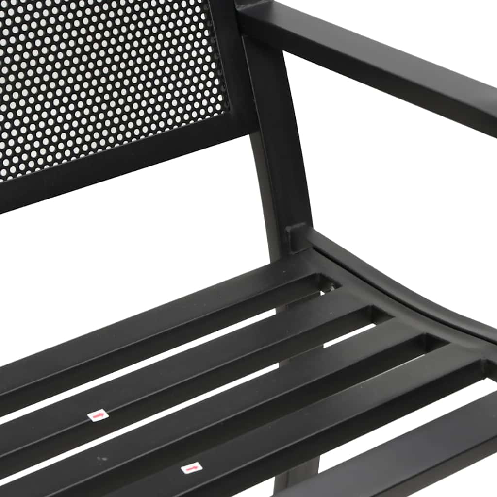 Outdoor Bench Garden 119cm Black Steel Patio Park Seat Heavy Duty 119 cm