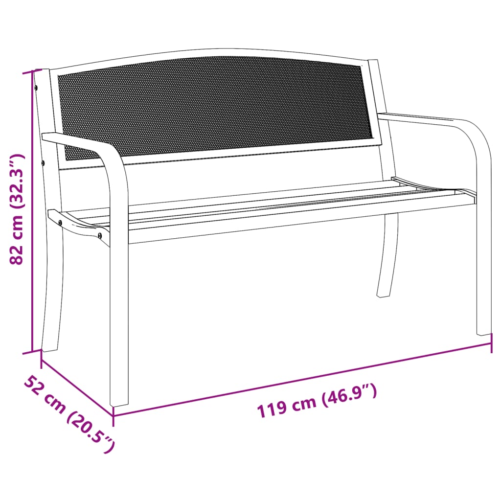 Garden Bench 119 Cm Black Steel