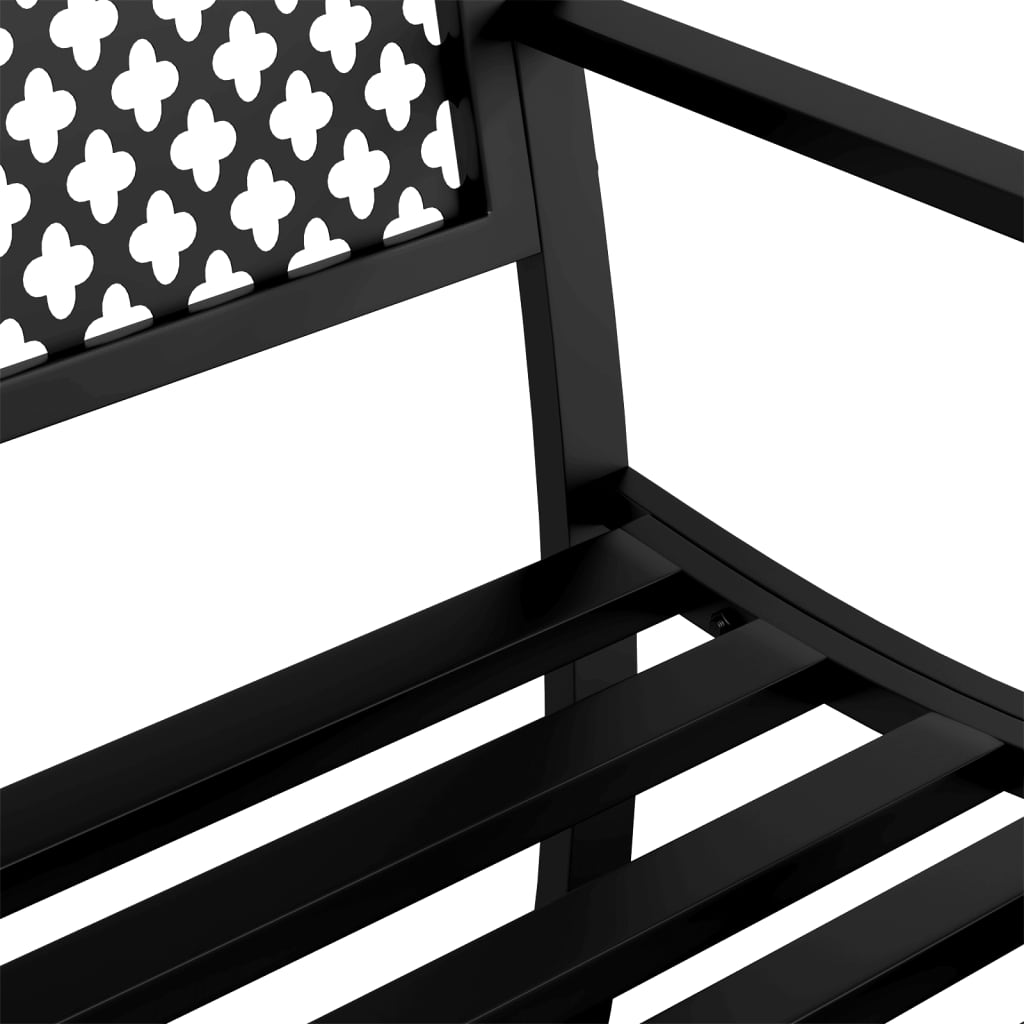 Outdoor Bench Garden 119cm Black Steel Patio Park Seat Weather Resistant 119 cm