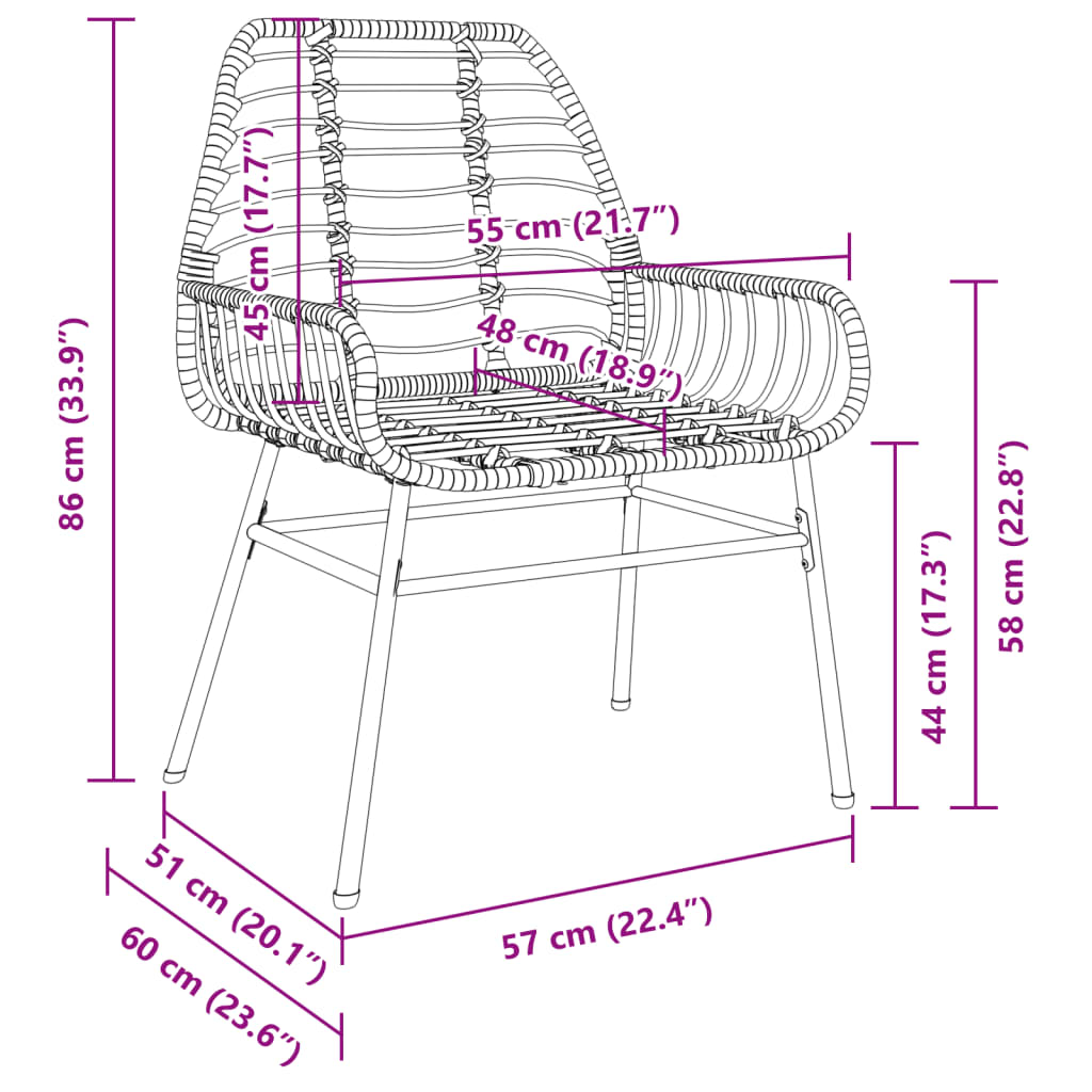 Garden Chairs 2 Pcs Poly Rattan