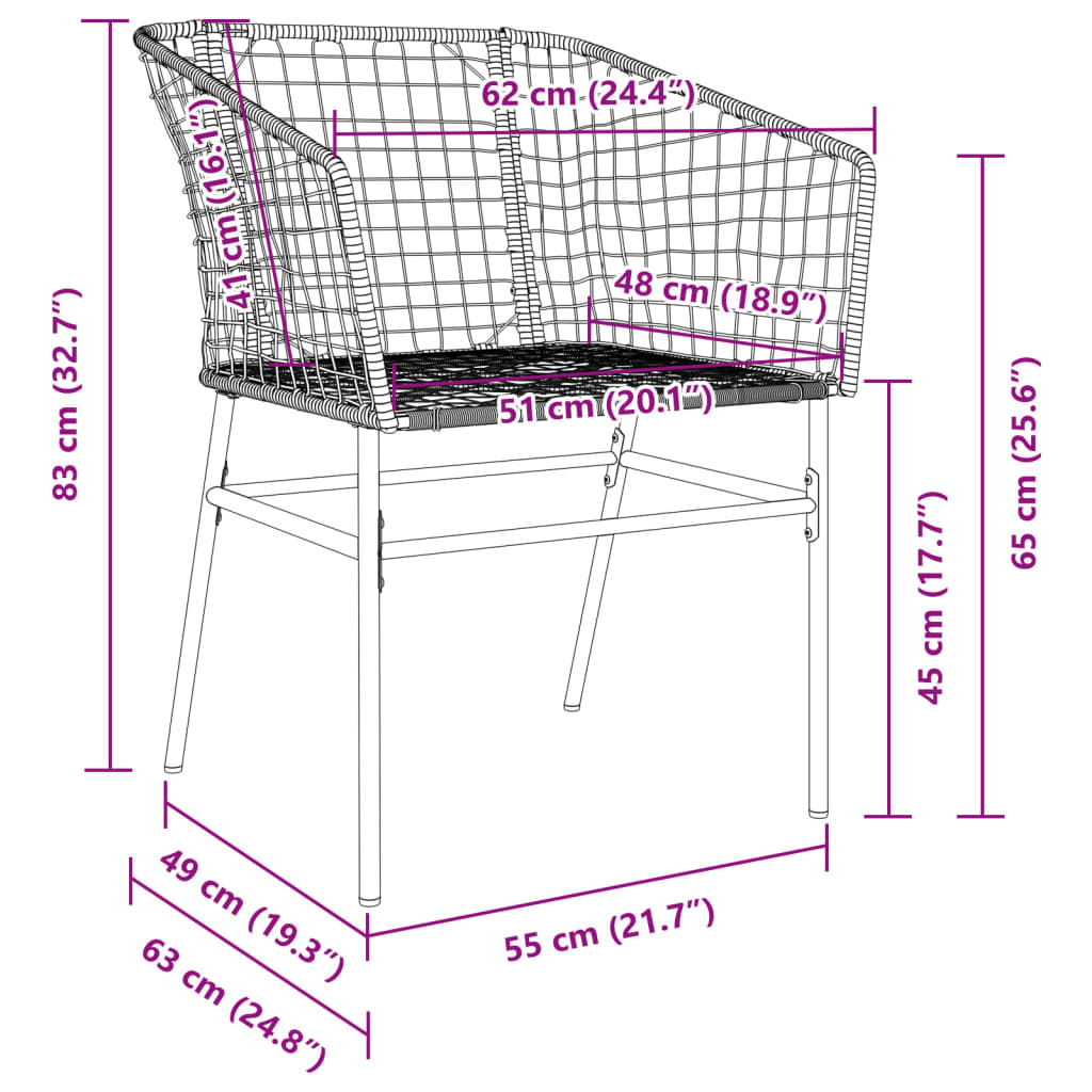 Garden Chair | | Pe Rattan, Powder-Coated Steel | Durable