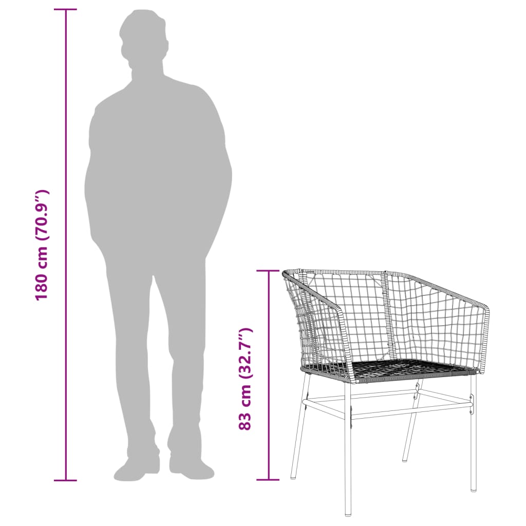 Garden Chair | | Pe Rattan, Powder-Coated Steel | Durable