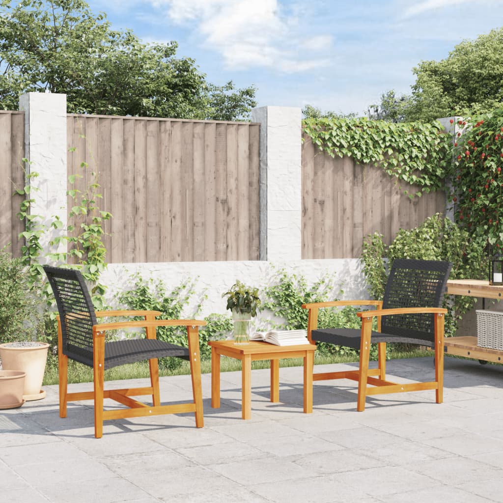 Garden 112 Cm Poly Rattan And Acacia Wood