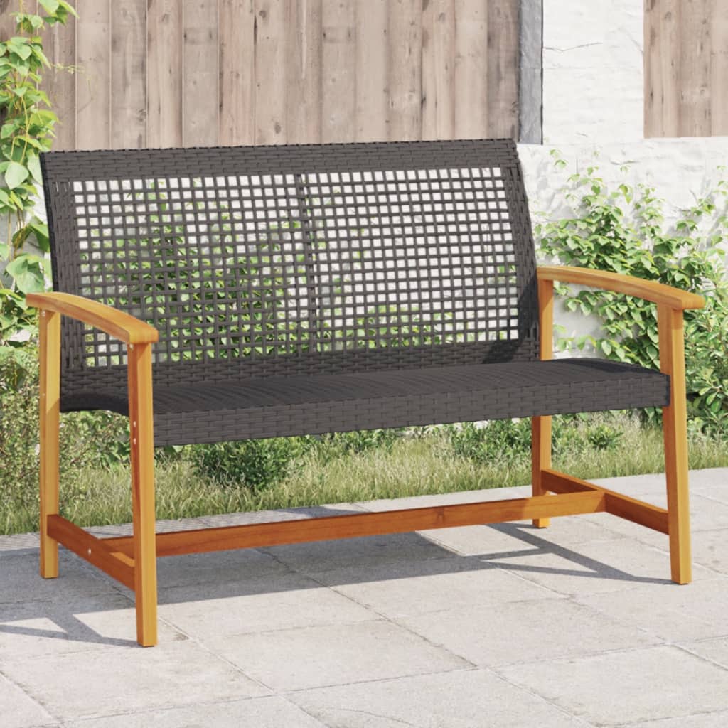 Garden 112 Cm Poly Rattan And Acacia Wood