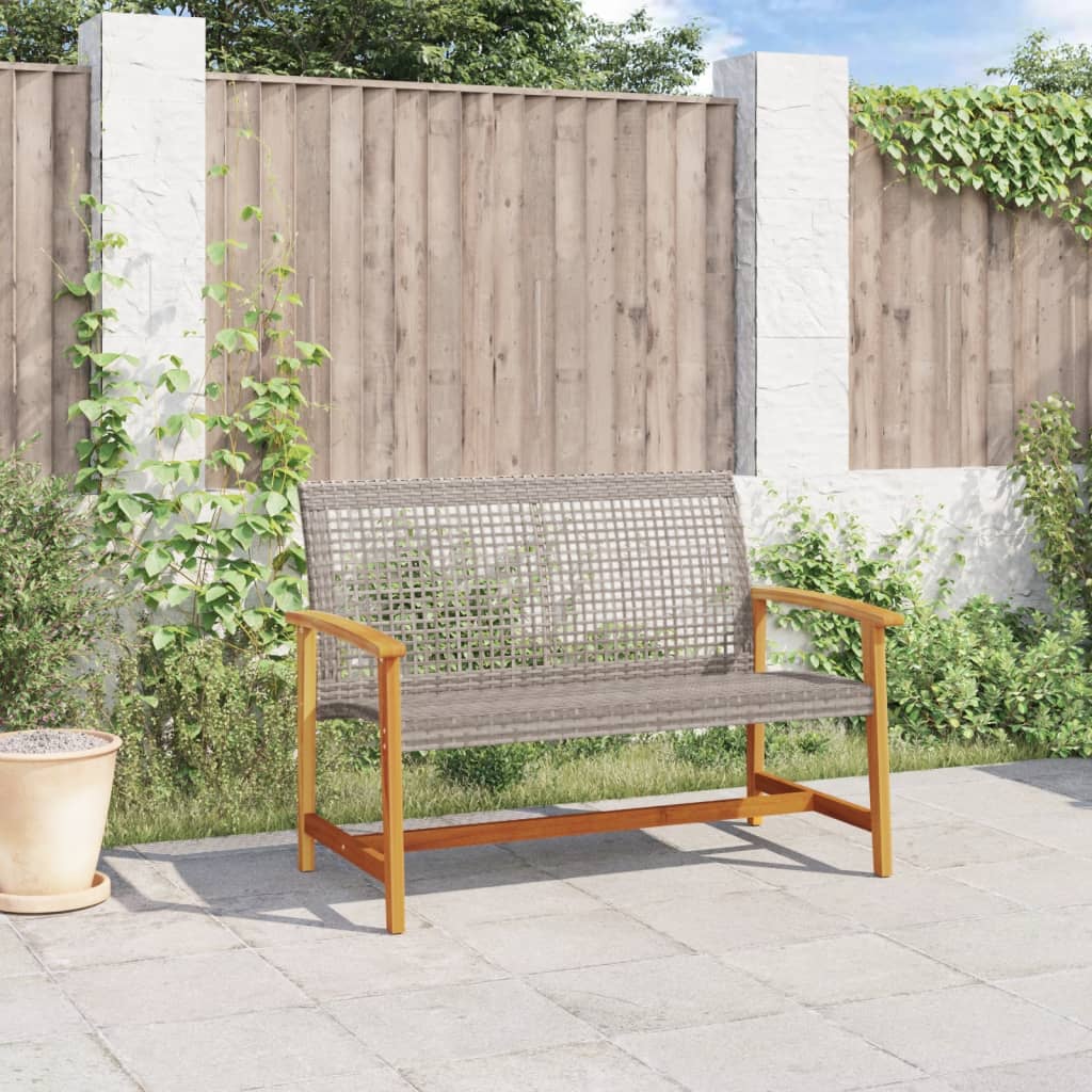 Garden 112 Cm Poly Rattan And Acacia Wood