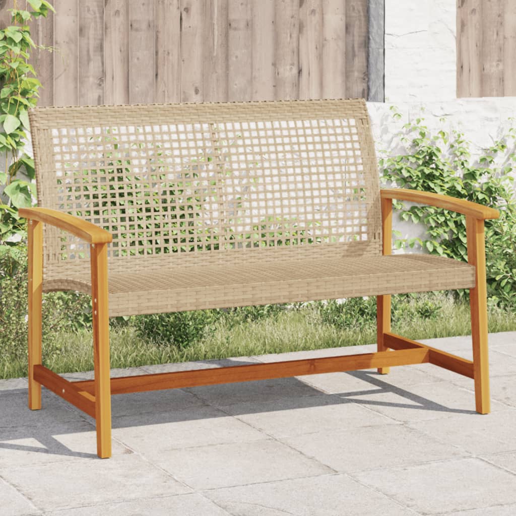 Garden 112 Cm Poly Rattan And Acacia Wood