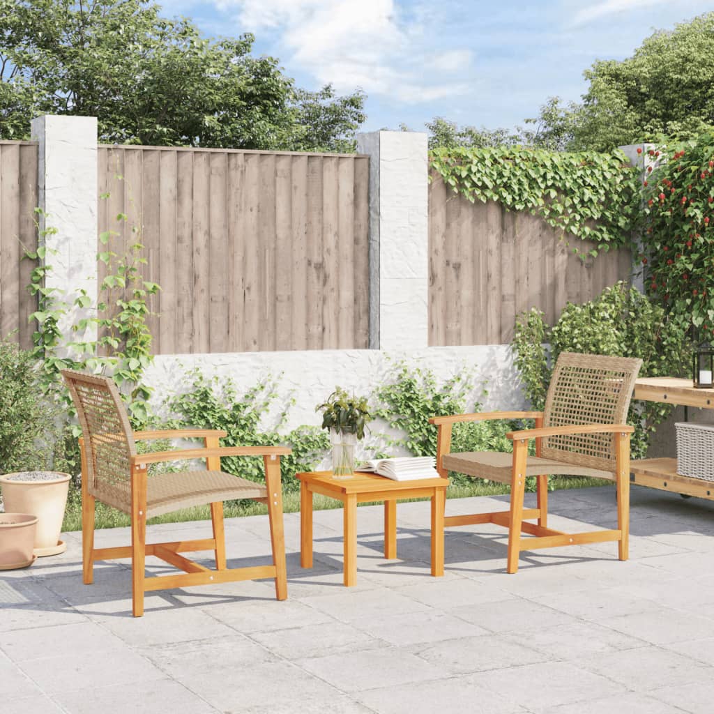 Garden 112 Cm Poly Rattan And Acacia Wood