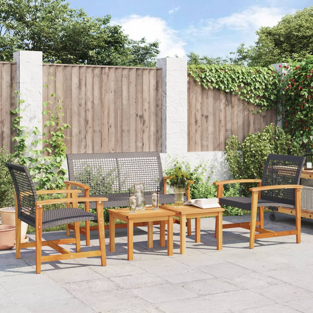 Garden 112 Cm Poly Rattan And Acacia Wood