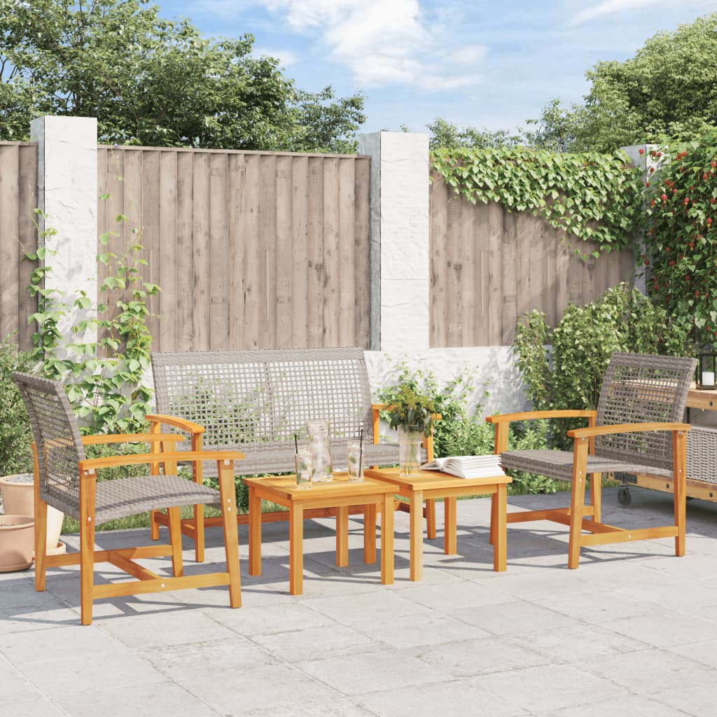Garden 112 Cm Poly Rattan And Acacia Wood