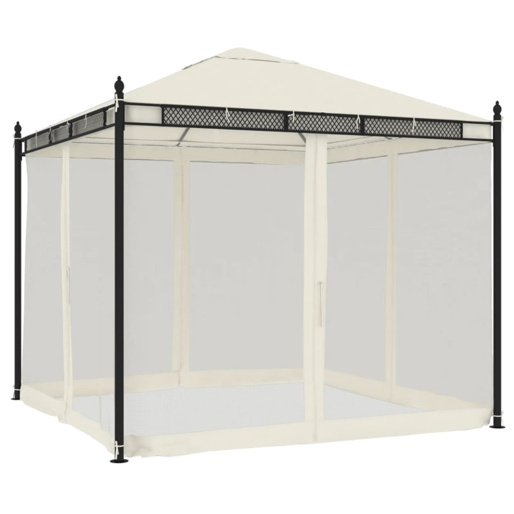 Gazebo With Mesh Walls 2.93X2.93 M Steel