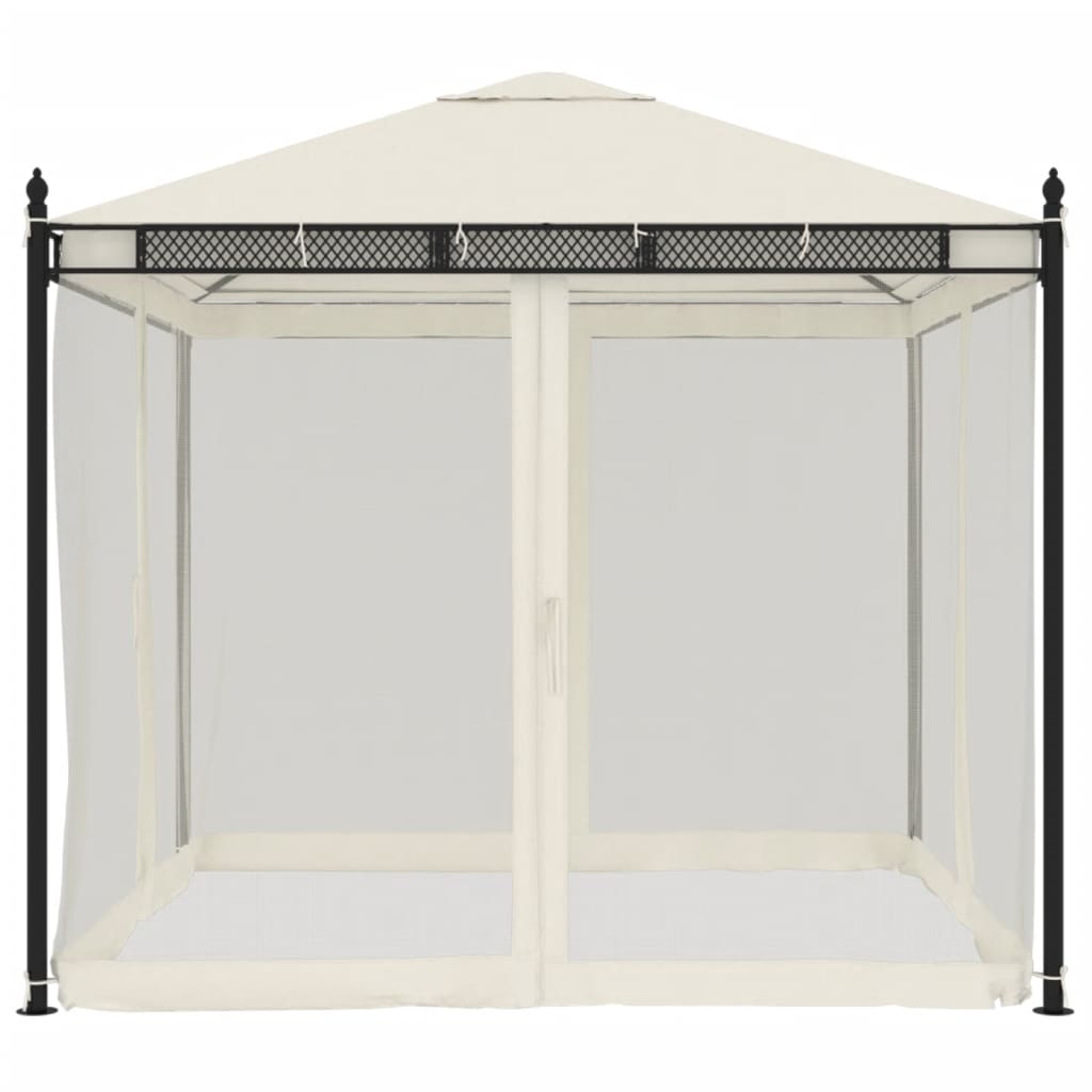 Gazebo With Mesh Walls 2.93X2.93 M Steel