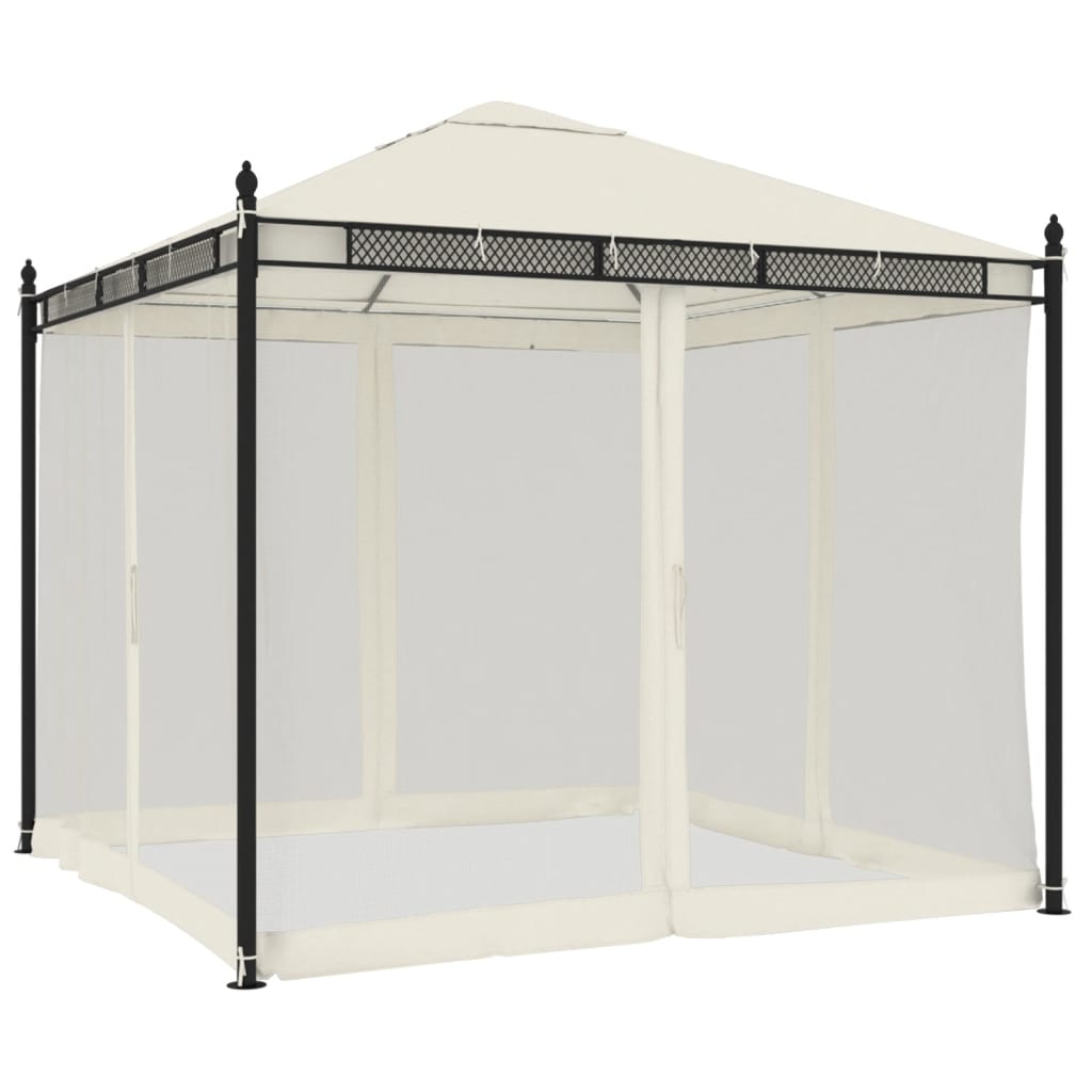 Gazebo With Mesh Walls 2.93X2.93 M Steel