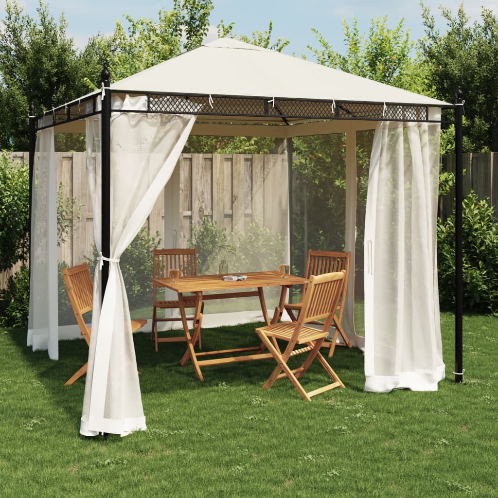 Gazebo With Mesh Walls 2.93X2.93 M Steel